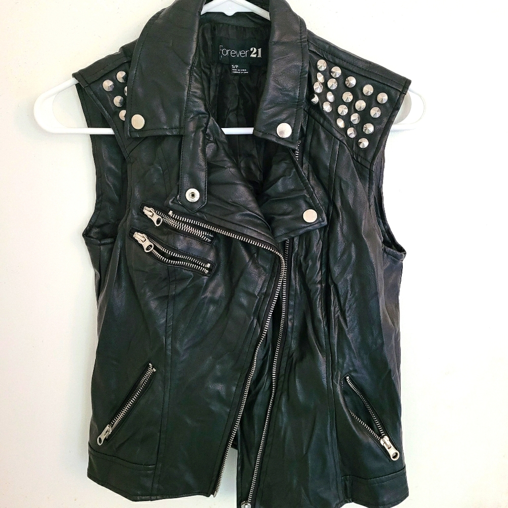 Forever 21 moto style studded vest jacket small